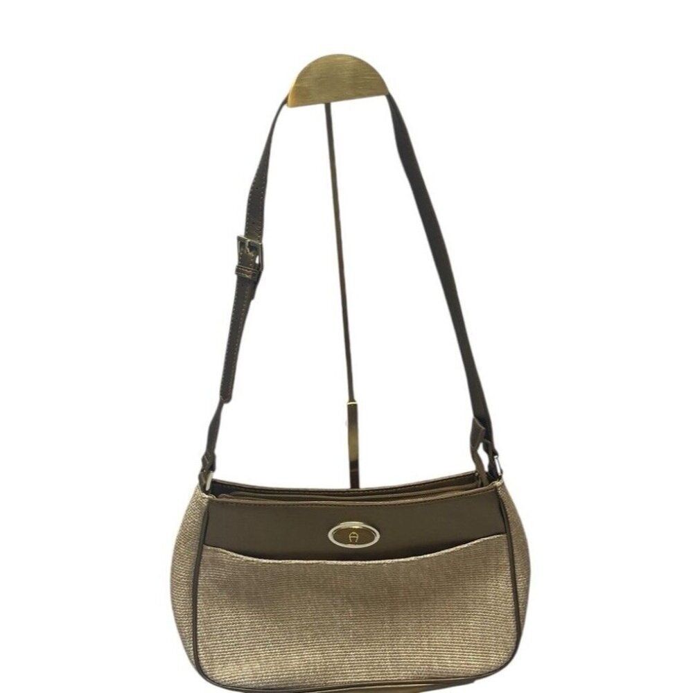 VTG Etienne Aigner Coated Jute Handbag Shoulder Bag Purse - Medium